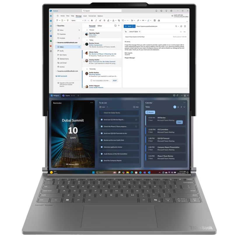 Laptop Lenovo ThinkBook Plus G6 Rollable 21TR0000FR, 16.7 inch 2000 x 2350 Touchscreen, Intel Core ultra 7 258V (8 C / 8 T, 2.2 GHz - 4.8 GHz, 12 MB cache, 37 W), 32 GB LPDDR5X, 1 TB SSD, Intel Arc Graphics, Windows 11 Pro, Tastatura US, Gri