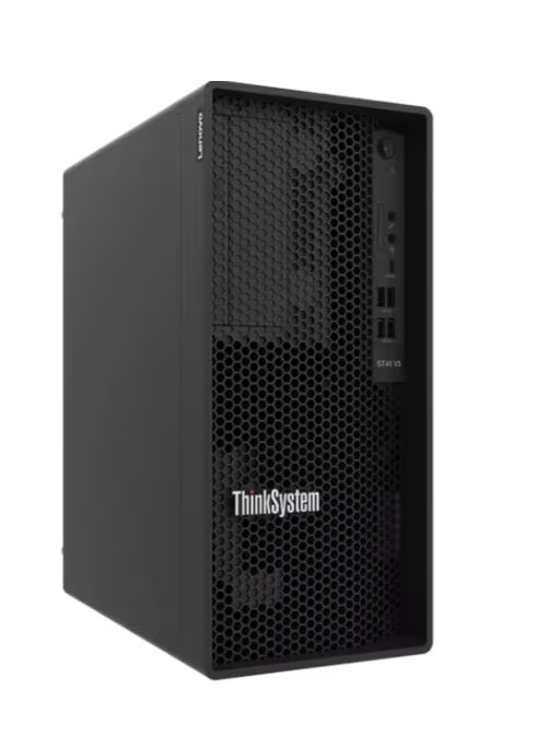Server Lenovo ThinkSystem ST45 V3, Tower, AMD EPYC 4124P (4 C / 8 T, 3.80 GHz - 5.10 GHz, 32 MB cache, 65 W), 16 GB DDR5 ECC, 2 x 480 GB SSD, Fara, 3 LFF + 1 SFF, Fara, 500 W