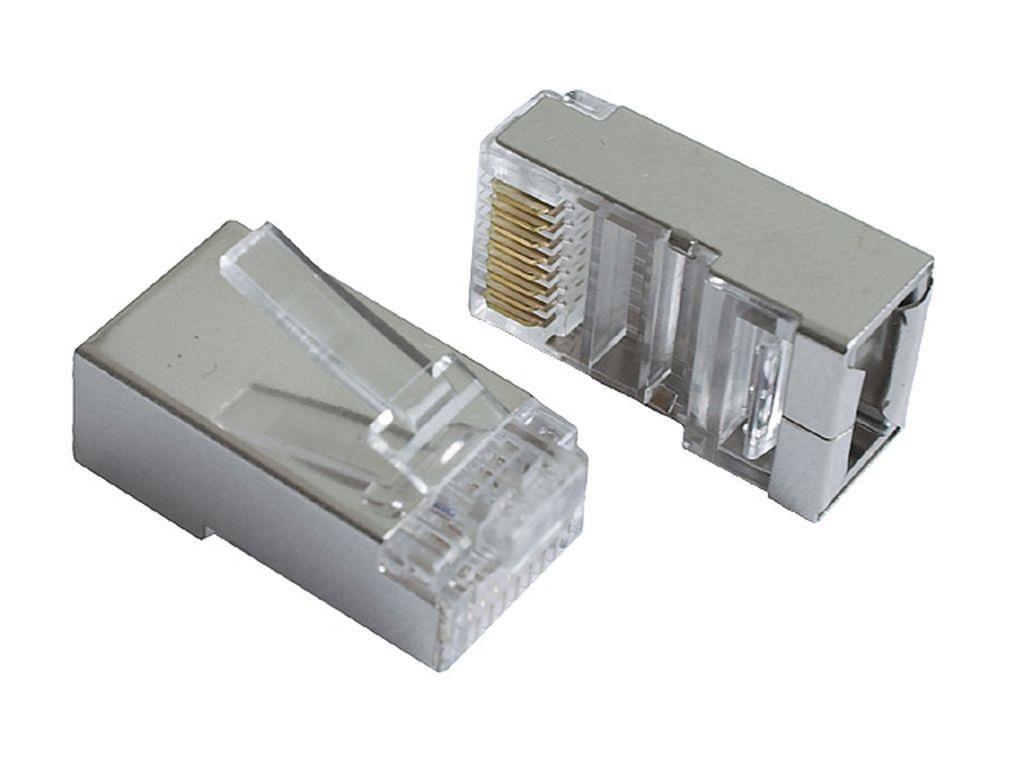 MUFA RJ-45 GEMBIRD pt. cablu FTP, SFTP, Cat5e, RJ-45 (T), ecranat, plastic cu metal, 50 buc,  PLUG5SP/50