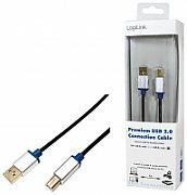 CABLU USB LOGILINK pt. imprimanta, USB 2.0 (T) la USB 2.0 Type-B (T), 2m, premium, conectori auriti, black,  BUAB220  (include TV 0.15 lei)