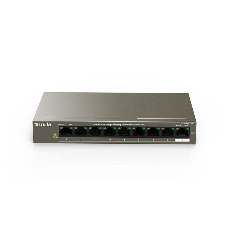 Switch Tenda TEF1109P-8-63W, 9 porturi 10 / 100 Mbps