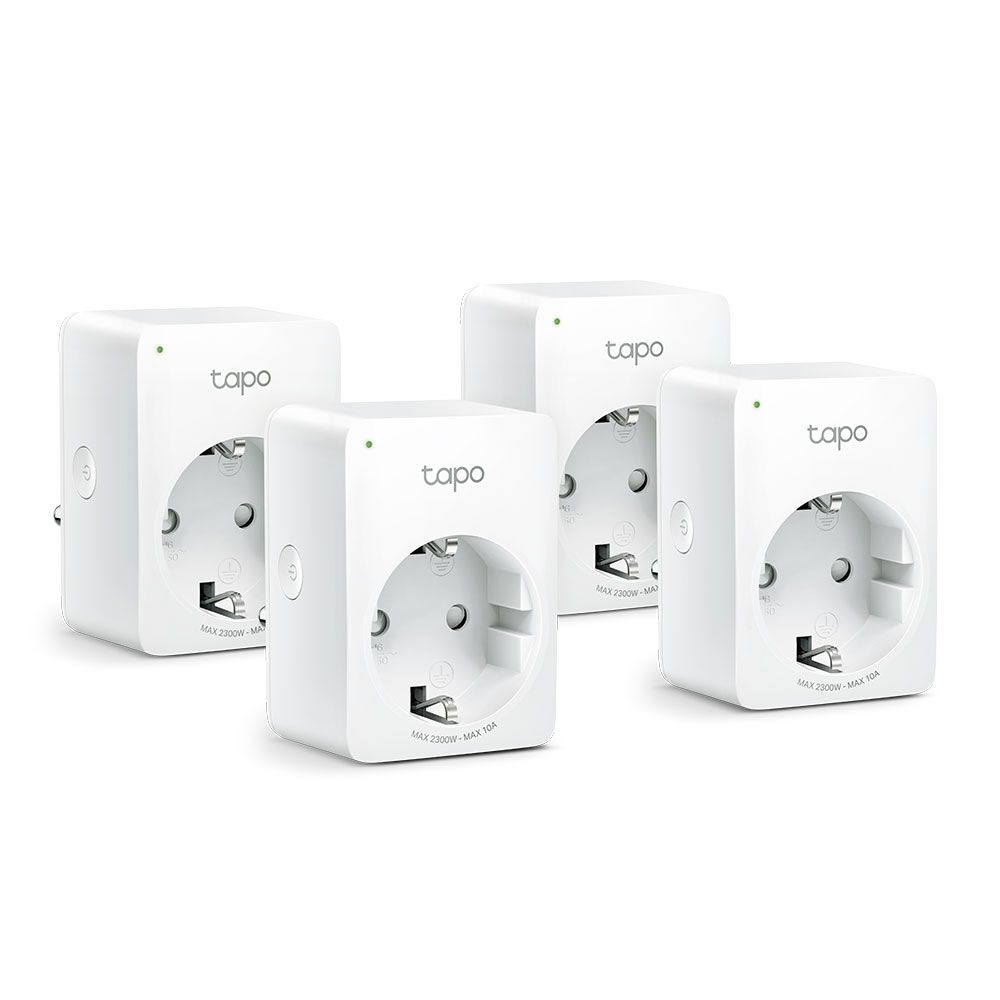 PRIZA inteligenta TP-LINK, Schuko x 1, conectare prin Schuko (T), 10 A, programare prin smartphone, Bluetooth, WiFi, alb  Tapo P100(4-pack)  (include TV 0.15 lei)