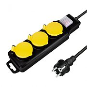 PRELUNGITOR LOGILINK, Schuko x 3, conectare prin Schuko (T), cablu 1.5 m, 16 A, protectie stropire cu apa, negru/ galben,  LPS253  (include TV 0.75 lei)