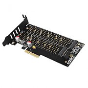 Adaptor Intern PCEM2-DC, PCI-E 3.0 4x - DUAL M.2 SSD (NVMe + SATA), Voltaj Dual, Suport SSD pana la 110 mm + Cooler Activ