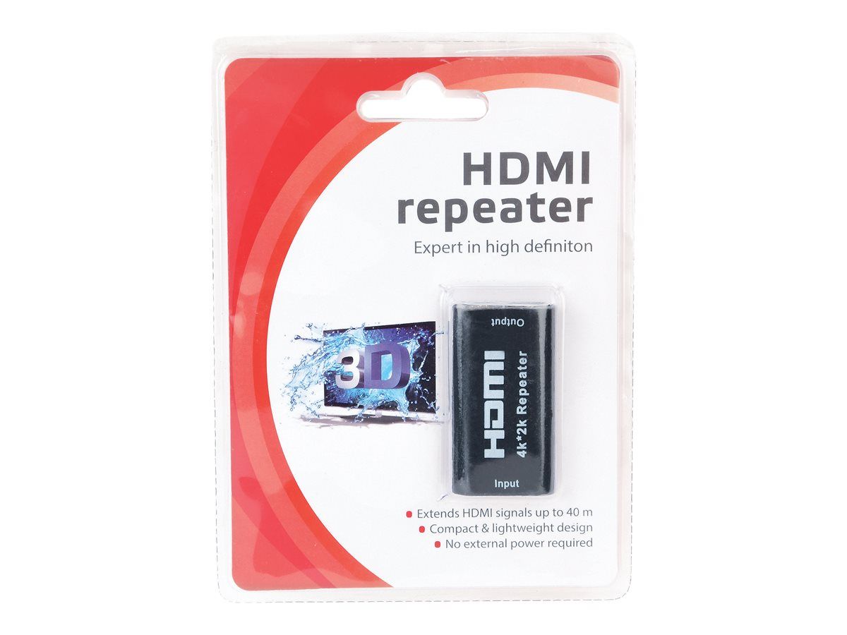 REPEATER semnal GEMBIRD, HDMI (M) la HDMI (M), extindere semnal pana la 40m, negru,  DRP-HDMI-02  (include TV 0.06 lei)