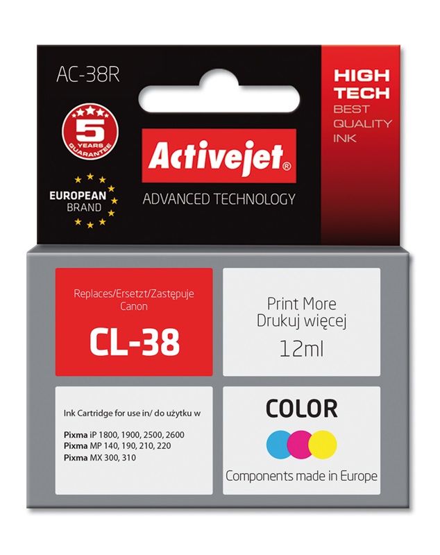 Cartus cerneala Activejet AC-38R ,Color ,12 ml (compatibil cu Canon AC-38R)