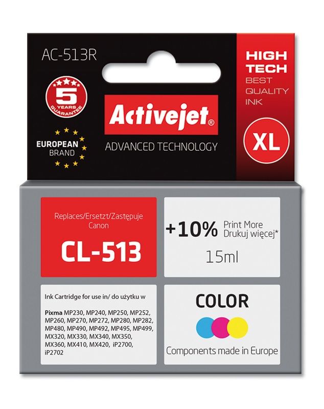 Cartus cerneala Activejet AC-513R ,Color ,15 ml (compatibil cu Canon AC-513R)