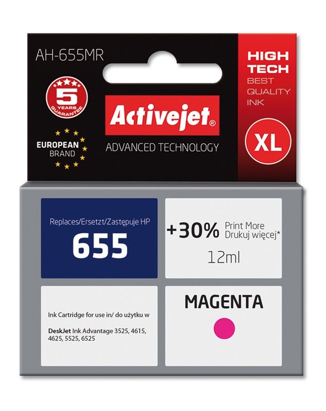 Cartus cerneala Activejet AH-655MR ,Magenta ,12 ml (compatibil cu HP AH-655MR)