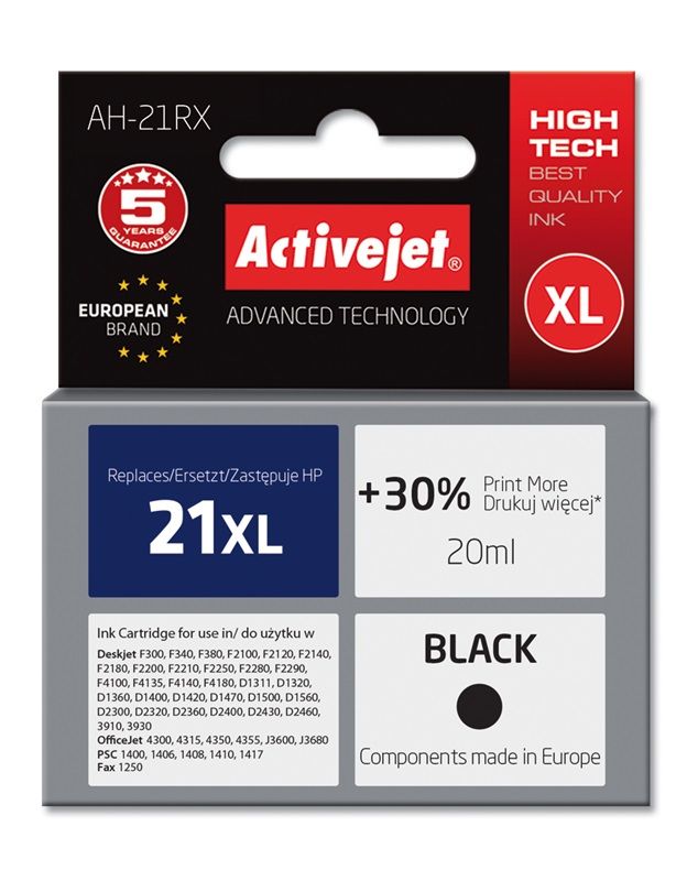 Cartus cerneala Activejet AH-21RX ,Negru ,20 ml (compatibil cu HP AH-21RX)
