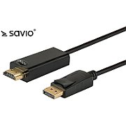Savio CL-56 video cable adapter 1.5 m DisplayPort HDMI Type A (Standard) Black