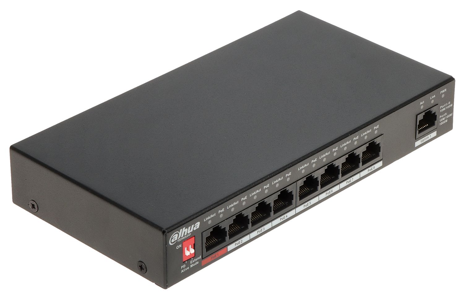 Switch Dahua PFS3009-8ET1GT-96-V2, 8 porturi 10 / 100 Mbps
