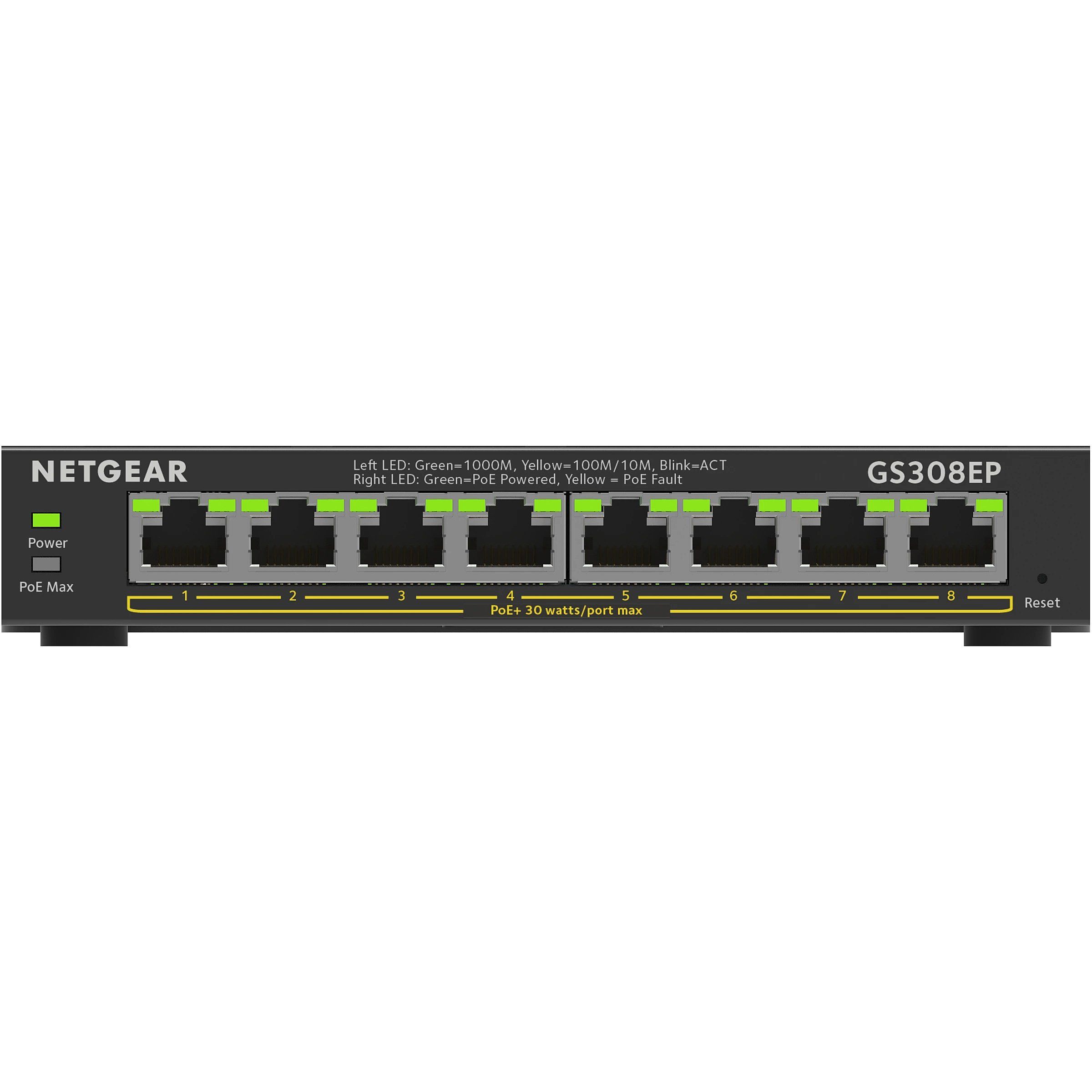 Switch NetGear GS308EP-100PES, 8 porturi 10 / 100 / 1000 MBs