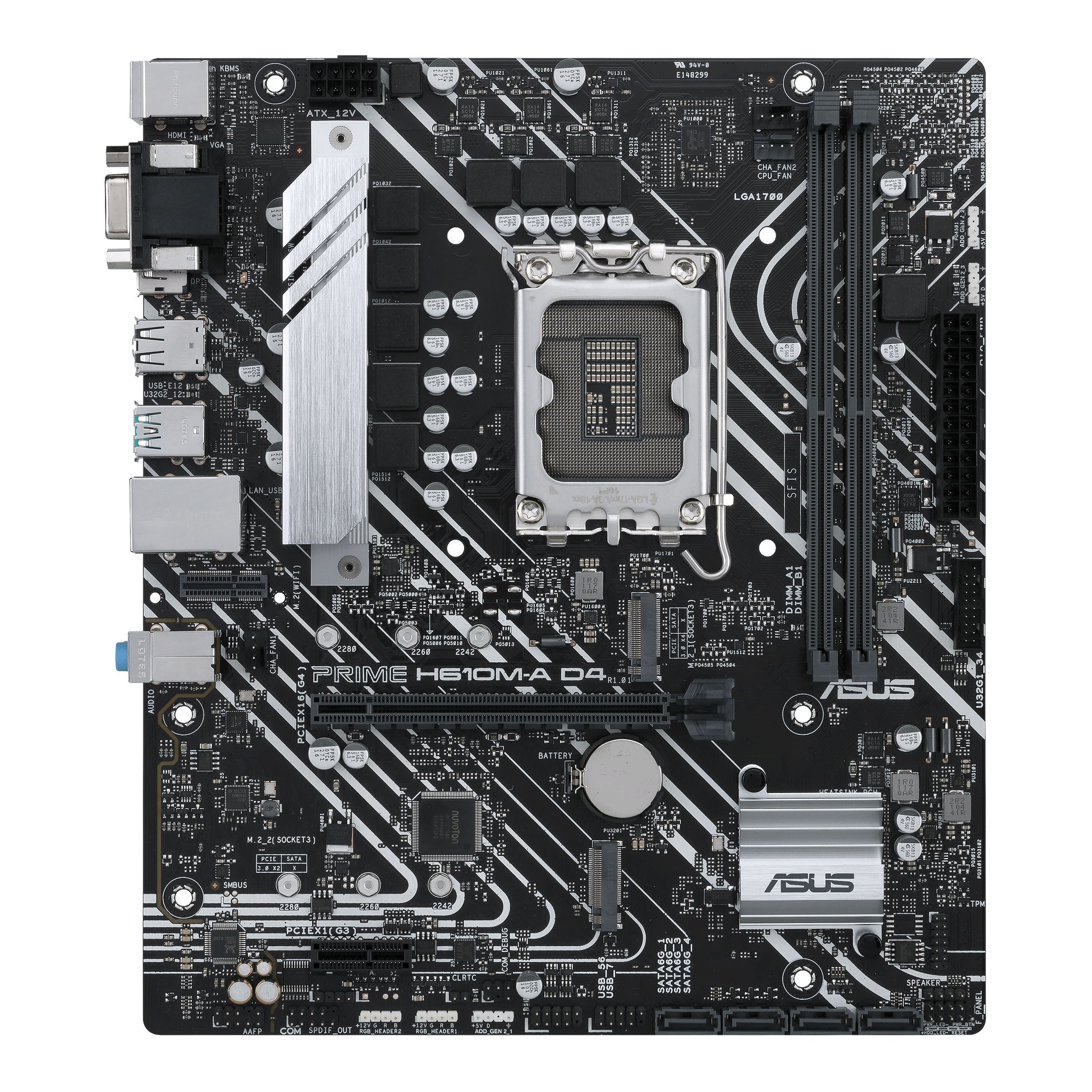 Placa de baza ASUS PRIME H610M-A D4-CSM, socket 1700, 2x DDR4 UDIMM, 4x SATA, 2x NVMe, 11x USB-A, mATX