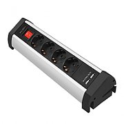 PRELUNGITOR LOGILINK, Schuko x 4, conectare prin Schuko (T), USB x 2, cablu 1.5 m, 16 A, protectie copii, on / off, alb / negru,  LPS276U  (include TV 0.8lei)