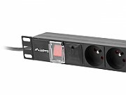 PDU Lanberg 19-inch, 1U, 7 prize French Schuko, max 2500 W, negru