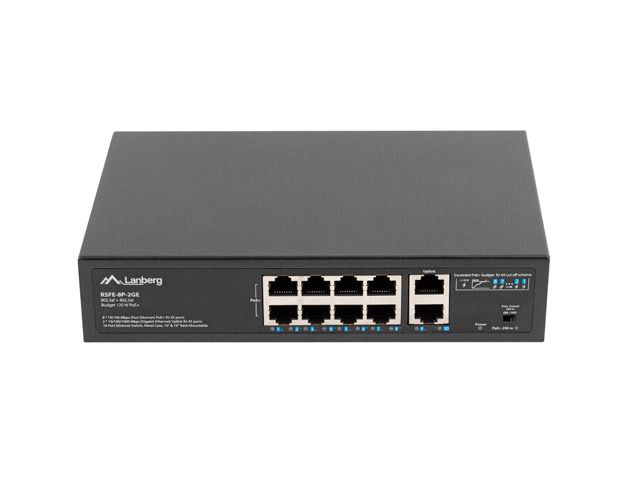 Switch Lanberg RSFE-8P-2GE-120, 10 porturi 10/100/1000 Mbps