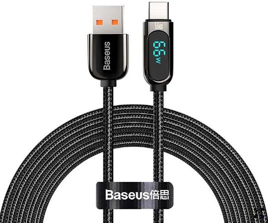 CABLU alimentare si date Baseus Display, Fast Charging Data Cable pt. smartphone, USB la USB Type-C 66W, braided, 1m, negru  CASX020001  (include timbru verde 0.25 lei)