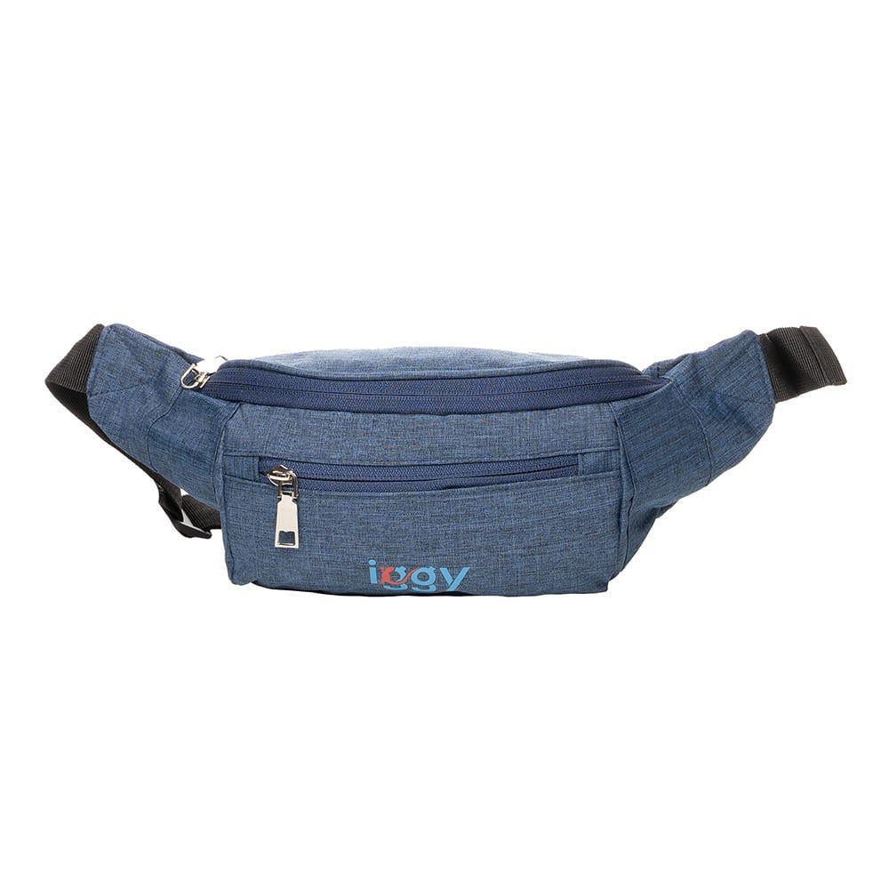 BORSETA Iggy, polyester,1 bretea, 1 compartiment principal,1 compartiment frontal, 38x16x6.5cm, albastru  IGFP-BELT-BL