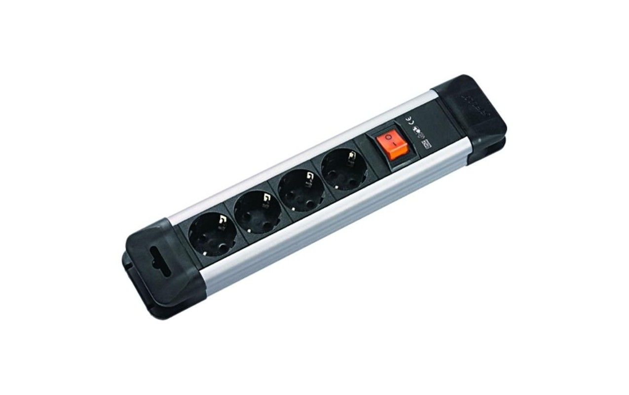 Prelungitor CONNECTUS 330.100, 4 prize Schuko, Cablu 2m, Protectie copii, Intrerupator, Negru