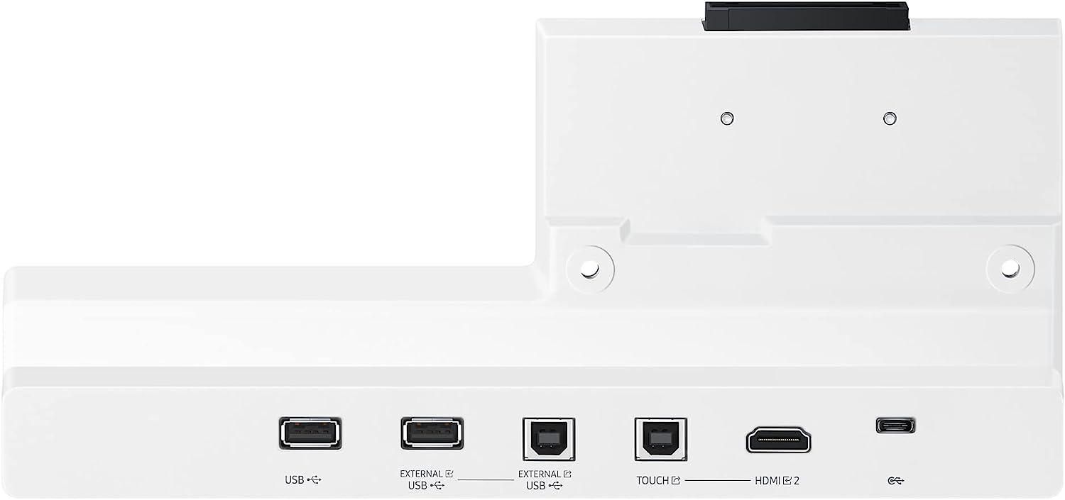 Tray Conectivitate pentru tabla interactiva Samsung Flip Pro 55 /65  HDMI Out, Conectivitate NFC pentru proiectarea telefonului pe display aduce mufele din spate in fata pentru convenienta.