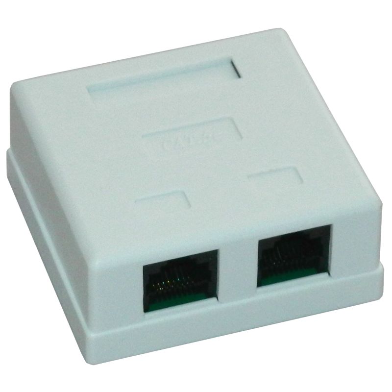 Priza UTP dubla aplicata cat.6 - EMTEX,  EMT-UTP6-2P-PT