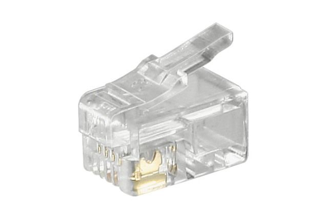 RJ10 plug (4P4C) for flat cable
Packaging: bulk 1 pc.