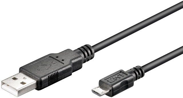 USB 2.0 cable 0.5m A male to micro B male, black, microUSB
Packaging: bulk 1 pc.