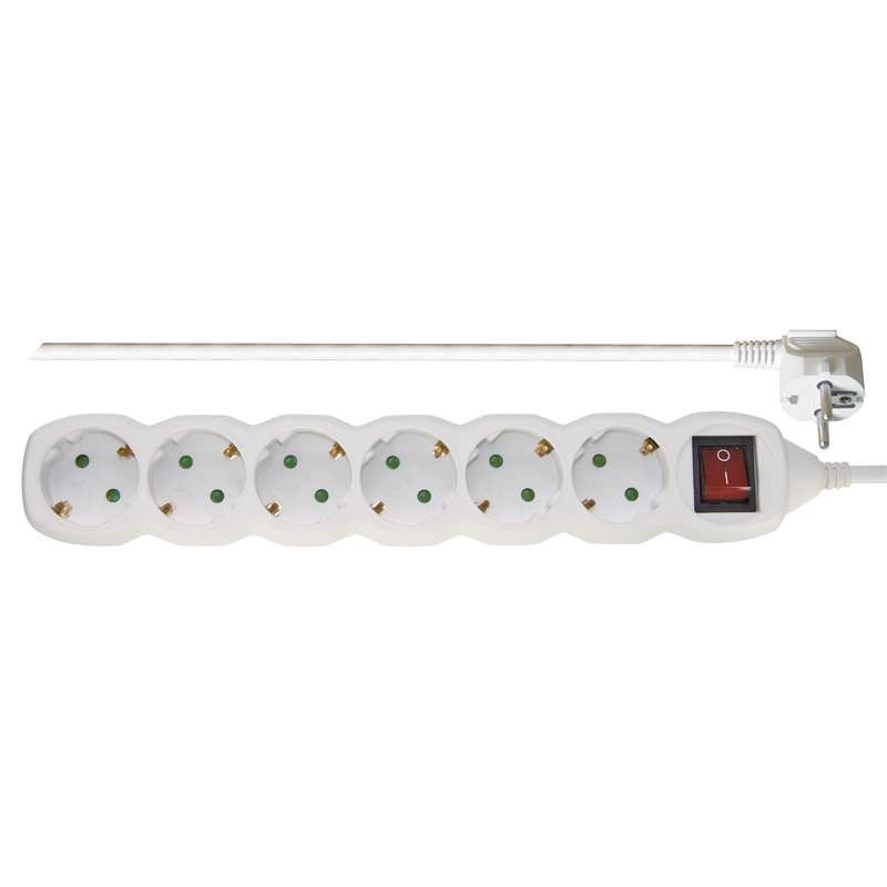 Extension 3m 6xSchuko, white, switch
- protection for children
- max power: 2500W
- conductor: 1.0mm²
Packaging: bulk 1 pc.