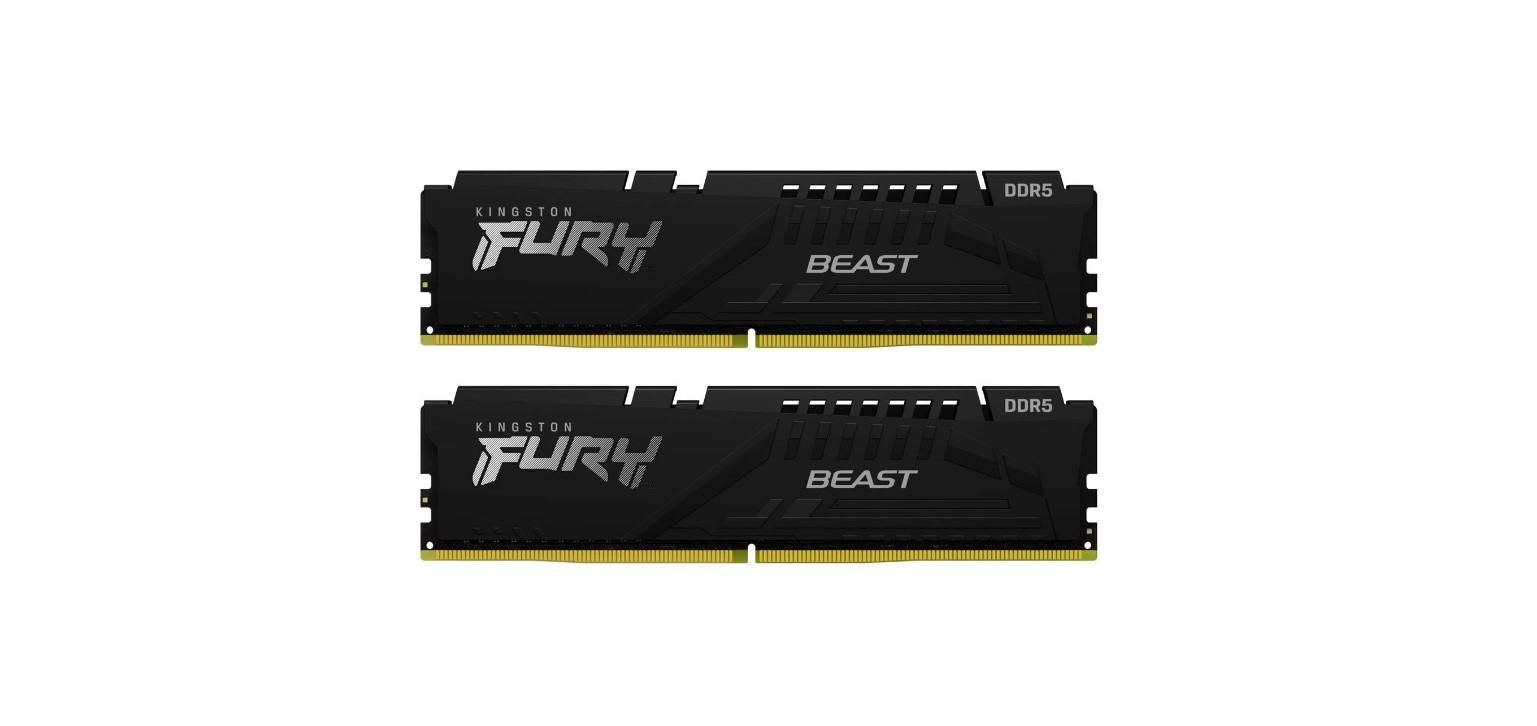 Memorie Kingston FURY Beast 16 GB DDR5 6000 MHz CL36, kit 2 x 8 GB, XMP 3.0 / EXPO, Negru