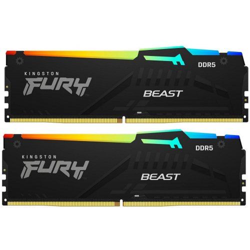 Memorie Kingston FURY Beast 64 GB DDR5 5600 MHz CL36, kit 2 x 32 GB, XMP 3.0 / EXPO, Negru, RGB