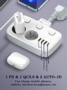 Prelungitor cu Protectie Serioux QC3.0. Parametri nominali: 2500W-10A(Max) 250V Intrare: AC100-250V 10A 50/60HZ Ieșire PD: 5V=3A 9V=2.22A 12V=1.67A 20W (MAX) Ieșire QC: 5V-3A 9V=2A 12V=1.5A 18W (MAX) Ieșire Auto-ID: 5V-2.4A 12W (MAX) Putere totală: 20W MAX