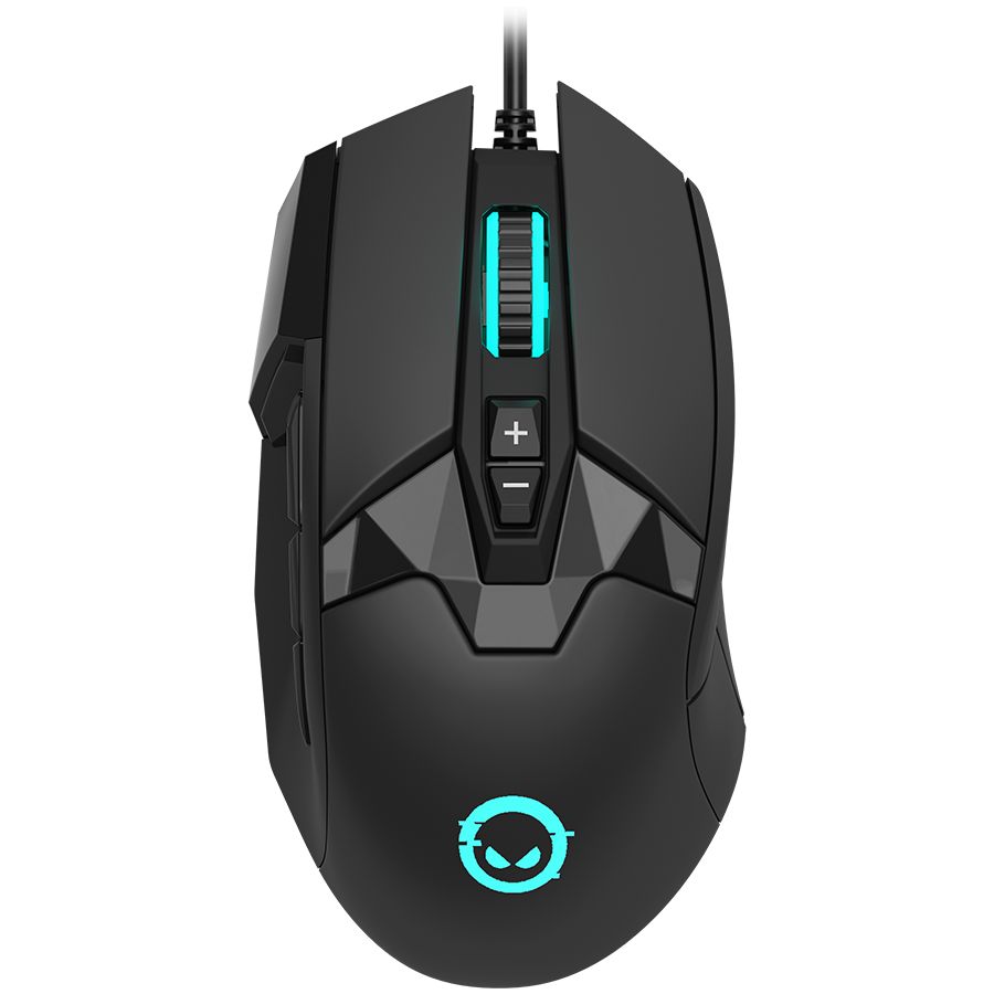 LORGAR Stricter 579, gaming mouse, 9 programmable buttons, Pixart PMW3336 sensor, DPI up to 12 000, 50 million clicks buttons lifespan, 2 switches, built-in display, 1.8m USB soft silicone cable, Matt UV coating with glossy parts and RGB lights with 4 LED flowing modes, size: 131*72*41mm, 0.127kg, black