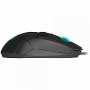 LORGAR Stricter 579, gaming mouse, 9 programmable buttons, Pixart PMW3336 sensor, DPI up to 12 000, 50 million clicks buttons lifespan, 2 switches, built-in display, 1.8m USB soft silicone cable, Matt UV coating with glossy parts and RGB lights with 4 LED flowing modes, size: 131*72*41mm, 0.127kg, black