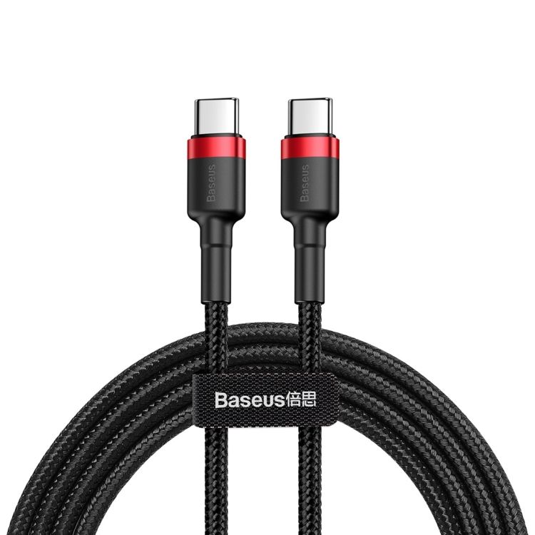CABLU alimentare si date Baseus Cafule, Fast Charging Data Cable pt. smartphone, USB Type-C la USB Type-C 3A / 60W, 1m, rosu + negru  CATKLF-G91  (timbru verde 0.08 lei) - 6953156285217