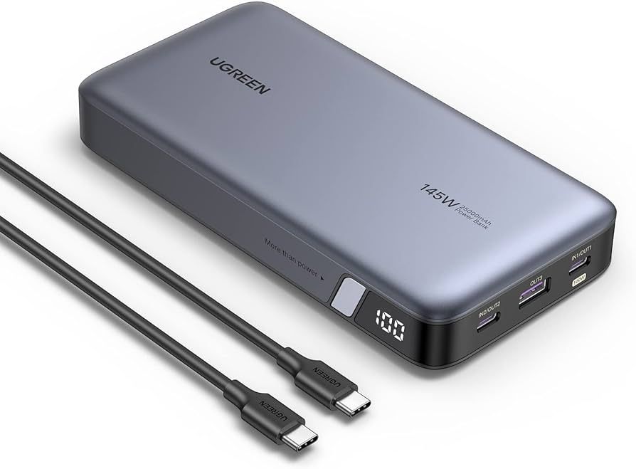 POWER BANK Ugreen  PB205 , 25000mAh, PD 3.0 + QC 3.0 145W, 1 x USB 2 x USB Type-C, digital display pt. status baterie, total 3A, gri,  90597A  (timbru verde 0.18 lei) - 6941876213528