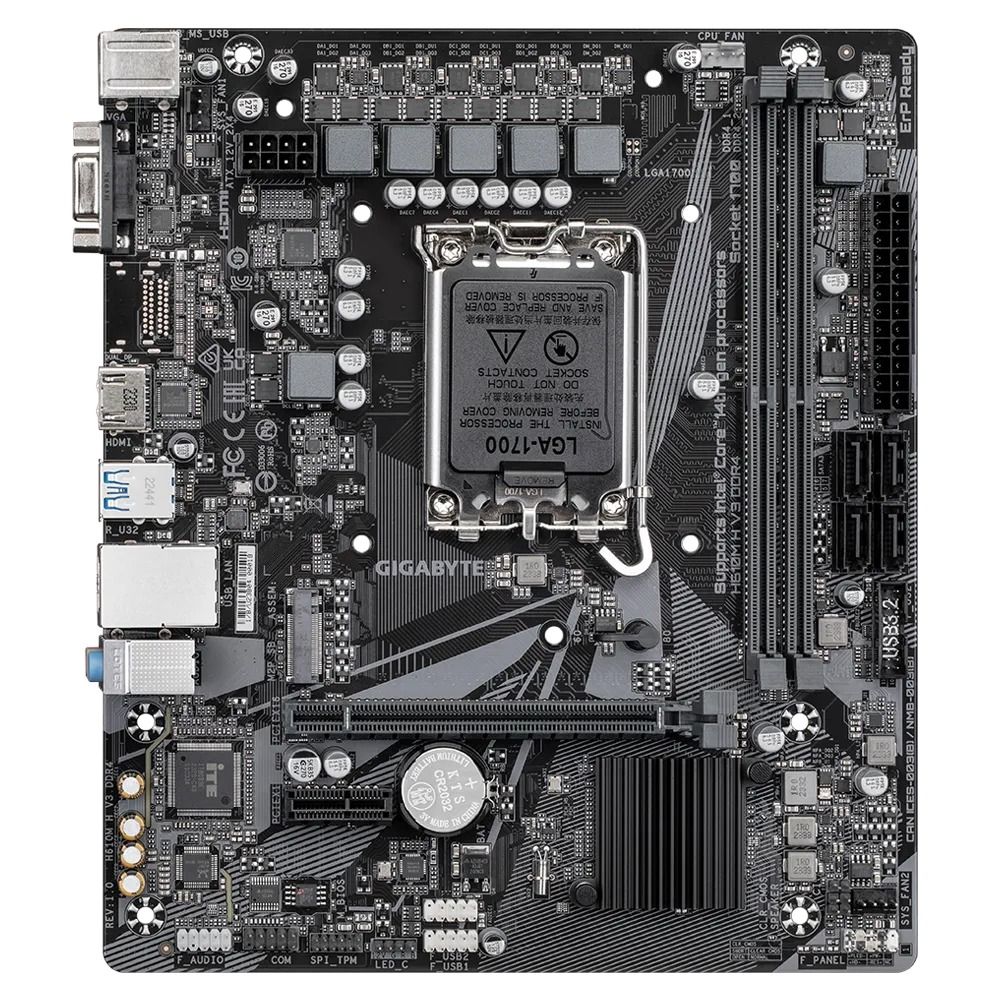 Placa de baza GIGABYTE H610M H V3 DDR4, socket 1700, 2x DDR4 UDIMM, 4x SATA, 1x NVMe, 12x USB-A, mATX