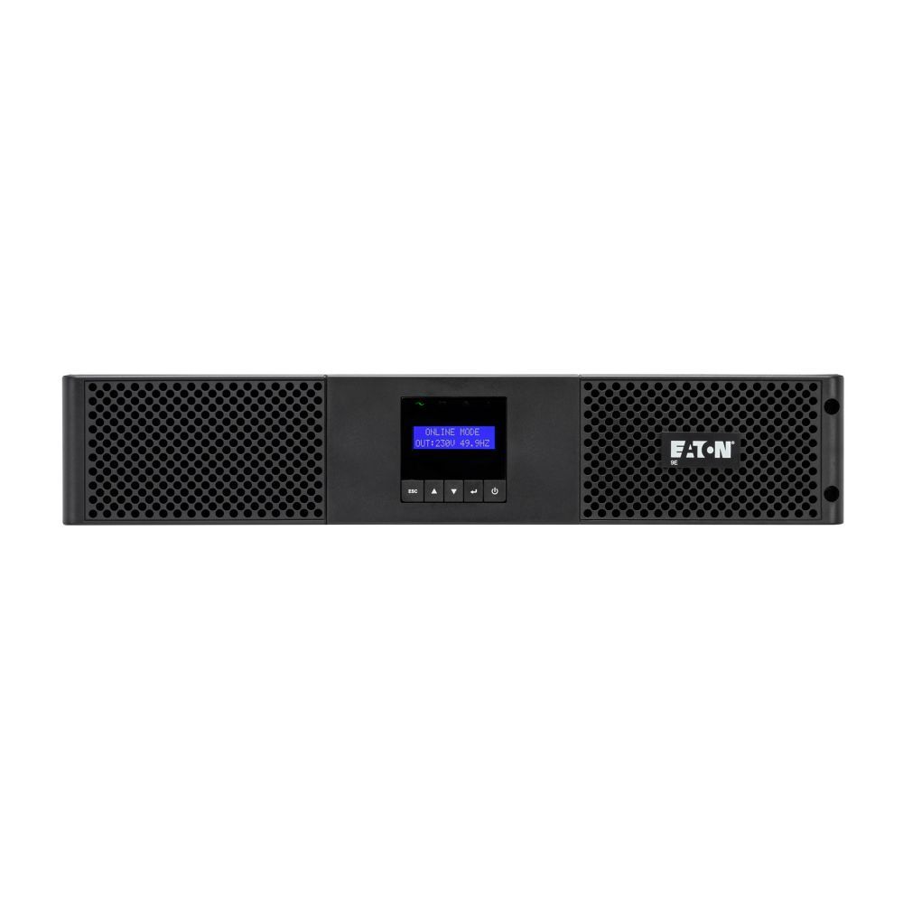 UPS Eaton 9E3000IR, 3000 VA, 2700 W, cu management, on-line double-conversion, 6x C13, 1x C19, 1x USB, 12V 9Ah Sealed Lead-acid, LCD, Rack 2U, Negru