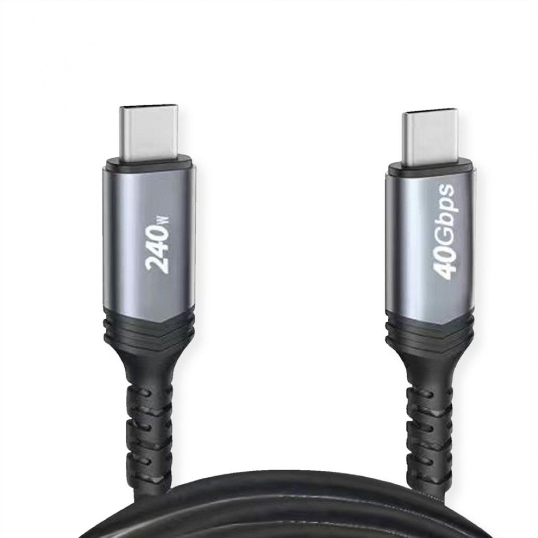 Cablu Lindy USB4 240W USB Type C, putere maxima  240W (48V 5A, Extended Power Range), 100W (20V 5A, Standard Power Range), latime de banda supotata 40Gbps, gri