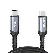 Cablu Lindy USB4 240W USB Type C, putere maxima  240W (48V 5A, Extended Power Range), 100W (20V 5A, Standard Power Range), latime de banda supotata 40Gbps, gri