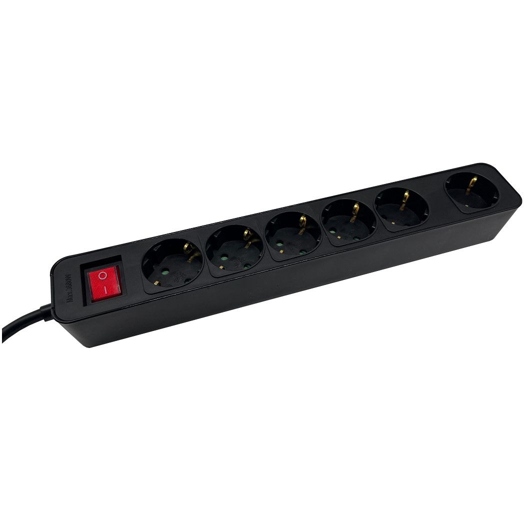 SOCKET STRIP 6S PVC 3M BK ECO/16A/3680W