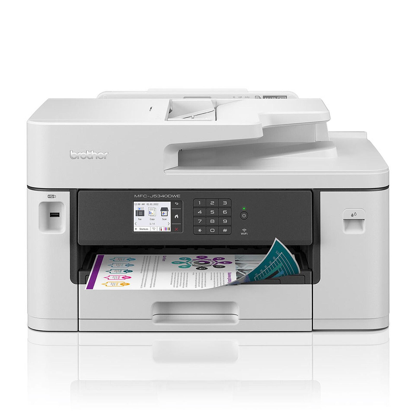 Imprimanta multifunctionala inkjet color Brother MFC-J5340DWE, A3, duplex, ADF, USB 2.0, Wi-Fi, 28 ppm negru, 28 ppm color
