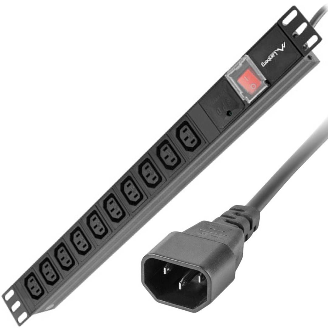 LANBERG PDU-03F-0200-IEC-BK Lanberg PDU 10 1U 10A, 3x 230v Schucko 2m Black