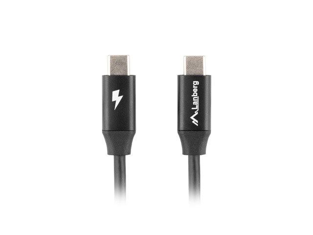 Lanberg CA-CMCM-40CU-0010-BK. Cable length: 1 m. Connector 1: USB C, Connector 2: USB C, USB version: USB 2.0, Maximum data transfer  rate: 0.48 Gbit/s, Connector contacts plating: Gold, Product colour: Black
