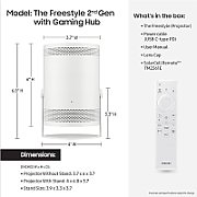 Videoproiector Samsung The Freestyle Gen2, 1920 x 1080 pixeli, 16:9, 230 lm, LED, 30000 h, Wi-Fi, Alb