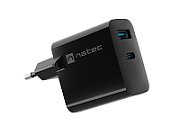 NATEC RIBERA GAN CHARGER 1x USB-A + 1x USB-C 45W BLACK