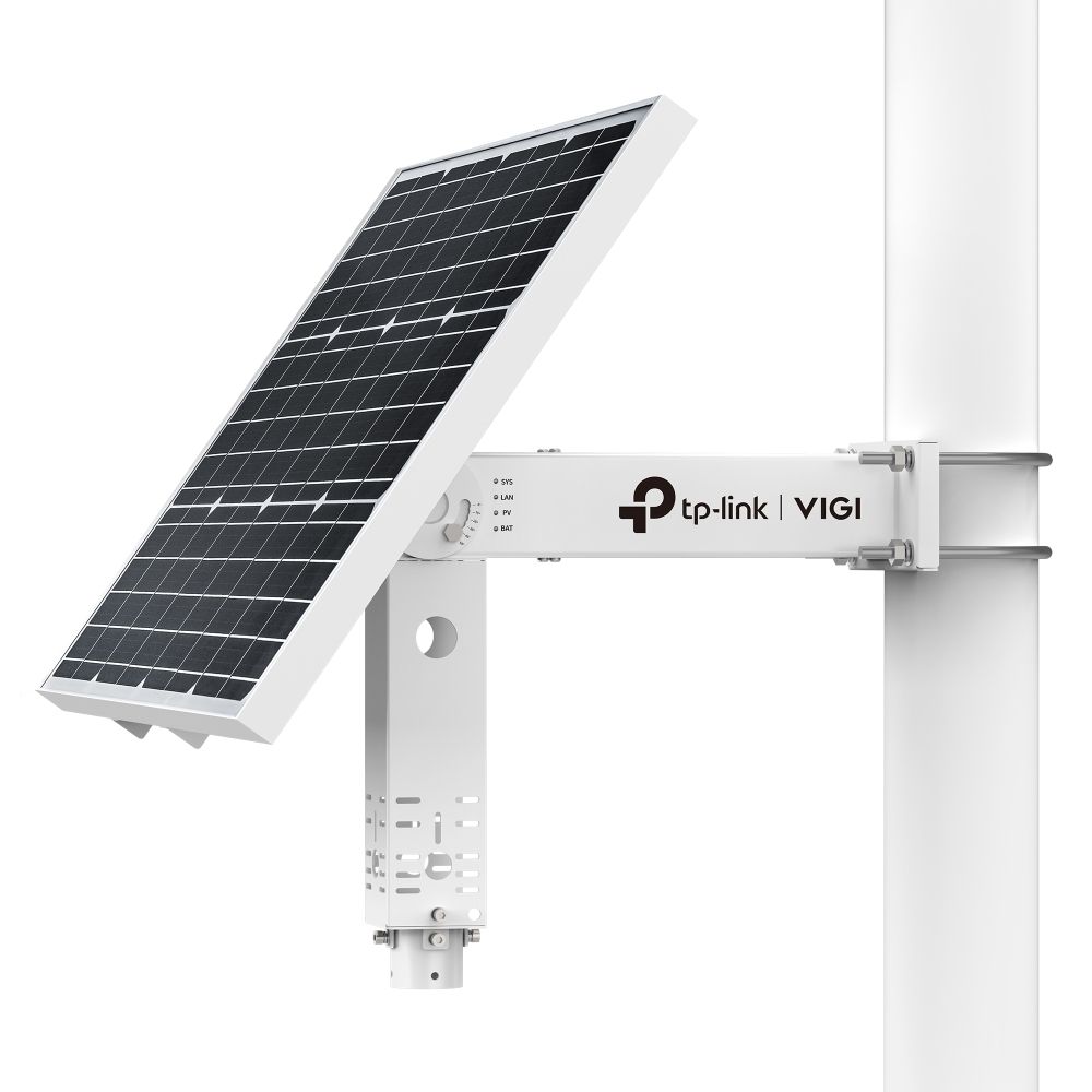Sistem de alimentare TP-Link cu panou fotovoltaic de 60W și acumulator litiu 20.8Ah/10.8V, Unghi ajustabil  (5°/15°/25°/35°/45°/55°), interfata 1× Port RJ45 10/100 Mbps, 1× Conector Panou fotovoltaic, 3× Conectori DC 5.5mm (#1, #2: 9V-12.6 VDC/2A, #3: 12 VDC/2A)