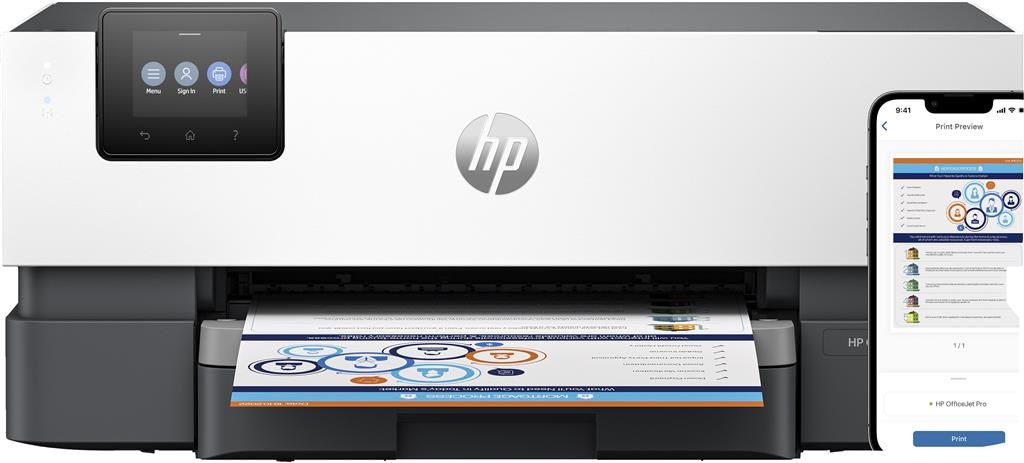 Imprimanta inkjet color HP Pro 9110b, A4, duplex, USB 2.0, Wi-Fi, Bluetooth, 22 ppm negru, 18 ppm color