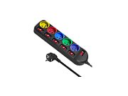 Maclean MCE204M power extension 1.5 m 5 AC outlet(s) Indoor Black  Multicolour