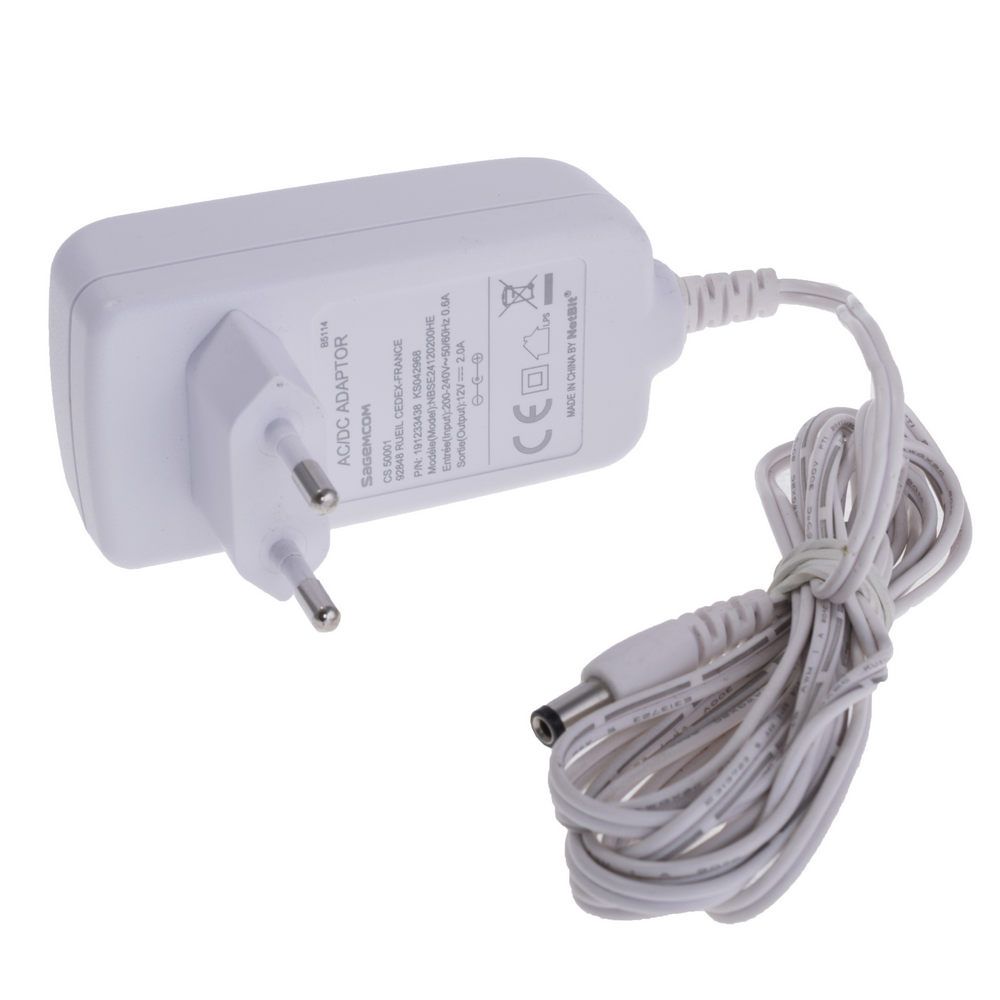 Alimentator  230V AC - DC 5.5 x 2.1 mm, 2 m, alb, 12V 2A