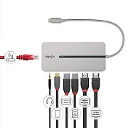 Lindy DST-Mx Duo Mini Docking Station USB Type-C, Dual display (4k), 100W Pass-through charging, rezolutie single display 4k@60, rezolutie dual display 4k@60 + 4k@30, 2x USB Type A, 1x USB-C (PD & Data), 2x HDMI, 1x RJ45, 2x Card reader (microSD & SD), 1x 3.5mm audio jack